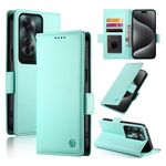 Per OPPO Reno11 F Custodia per telefono in pelle smerigliata magnetica con fibbia laterale (verde menta)