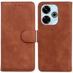 Per Xiaomi Redmi 13 4G Custodia per telefono in pelle con vibrazione in puro colore Skin Feel (marrone)