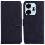Per Xiaomi Redmi 13 4G Custodia per telefono in pelle con vibrazione in puro colore Skin Feel (nera)