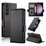 Custodia per telefono in pelle smerigliata magnetica con fibbia laterale per Samsung Galaxy S23 5G (nera)