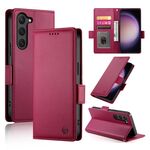 Custodia per telefono in pelle smerigliata magnetica con fibbia laterale per Samsung Galaxy S23 5G (vino rosso)