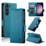 Custodia per telefono in pelle smerigliata magnetica con fibbia laterale per Samsung Galaxy S23 5G (blu)