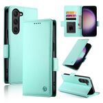 Custodia per telefono in pelle smerigliata magnetica con fibbia laterale per Samsung Galaxy S23 5G (verde menta)