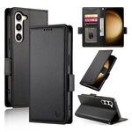 Custodia per telefono in pelle smerigliata magnetica con fibbia laterale per Samsung Galaxy S23+ 5G (nera)