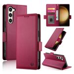 Custodia per telefono in pelle smerigliata magnetica con fibbia laterale per Samsung Galaxy S23+ 5G (vino rosso)