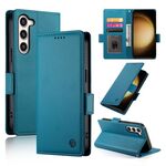 Custodia per telefono in pelle smerigliata magnetica con fibbia laterale per Samsung Galaxy S23+ 5G (blu)