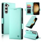 Custodia per telefono in pelle smerigliata magnetica con fibbia laterale per Samsung Galaxy S23+ 5G (verde menta)