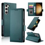Custodia per telefono in pelle smerigliata magnetica con fibbia laterale per Samsung Galaxy S23+ 5G (verde scuro)