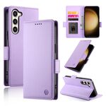 Custodia per telefono in pelle smerigliata magnetica con fibbia laterale per Samsung Galaxy S23+ 5G (viola)