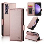 Custodia per telefono in pelle smerigliata magnetica con fibbia laterale per Samsung Galaxy S23 FE 5G (oro rosa)