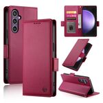 Custodia per telefono in pelle smerigliata magnetica con fibbia laterale per Samsung Galaxy S23 FE 5G (vino rosso)
