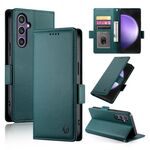 Per Samsung Galaxy S23 FE 5G Custodia per telefono in pelle smerigliata magnetica con fibbia laterale (verde scuro)