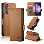 Custodia per telefono in pelle smerigliata magnetica con fibbia laterale per Samsung Galaxy S23 FE 5G (marrone)