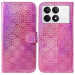 Custodia per telefono in pelle colorata con fibbia magnetica per Xiaomi Redmi K70 / K70 Pro (rosa)