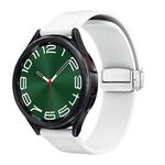 Cinturino per orologio in pelle siliconica con fibbia magnetica argento da 20 mm (bianco)