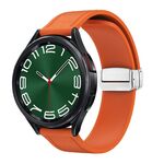 Cinturino per orologio in pelle siliconica con fibbia magnetica argento da 20 mm (arancione)