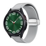 Cinturino per orologio in pelle siliconica con fibbia magnetica argento da 20 mm (grigio)