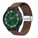 Cinturino per orologio in pelle siliconica con fibbia magnetica argento da 20 mm (marrone scuro)