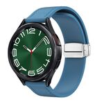Cinturino per orologio in pelle siliconica con fibbia magnetica argento da 20 mm (blu)