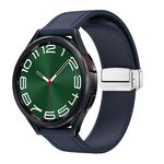 Cinturino per orologio in pelle siliconica con fibbia magnetica argento da 20 mm (blu notte)