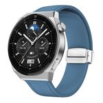 Cinturino per orologio in pelle siliconica con fibbia magnetica argento da 22 mm (blu)