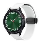 Cinturino per orologio in pelle siliconica con fibbia nera magnetica da 20 mm (bianco)
