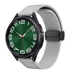 Cinturino per orologio in pelle di silicone con fibbia nera magnetica da 20 mm (grigio)