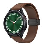 Cinturino per orologio in pelle siliconica con fibbia nera magnetica da 20 mm (marrone scuro)