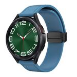 Cinturino per orologio in pelle siliconica con fibbia nera magnetica da 20 mm (blu)