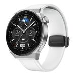 Cinturino per orologio in pelle siliconica con fibbia nera magnetica da 22 mm (bianco)