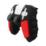 Per Sony PS5 Custodia protettiva per gamepad in silicone colorato con giunture senza tappi bilancieri (nero rosso)