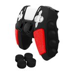 Per Sony PS5 Custodia protettiva per gamepad in silicone colorato con giunzioni con tappi a bilanciere (nero rosso)
