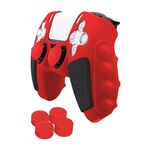 Per Sony PS5 Custodia protettiva per gamepad in silicone colorato con giunzioni con tappi a bilanciere (rosso nero)