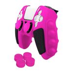 Per Sony PS5 Custodia protettiva in silicone colorato per gamepad con cappucci a bilanciere (rosa nero)