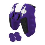 Per Sony PS5 Custodia protettiva per gamepad in silicone colorato con giunzioni con tappi a bilanciere (viola nero)