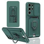 Custodia per telefono in silicone con porta carte magnetica scorrevole Camshield per Samsung Galaxy S24 Ultra 5G (nero)