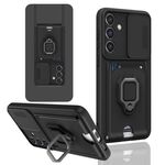 Custodia per telefono in silicone con porta carte magnetico scorrevole Camshield per Samsung Galaxy S24+ 5G (nero)
