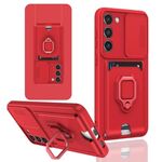 Per Samsung Galaxy S23+ 5G Custodia per telefono in silicone con supporto magnetico scorrevole Camshield (blu navy)