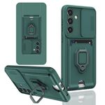 Custodia per telefono in silicone con porta carte magnetica scorrevole Camshield per Samsung Galaxy S22+ 5G (nero)