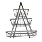 Cestino per frutta portatile a 3 strati, in ferro, rimovibile, per soggiorno, cucina, pane, snack, cestino portaoggetti, colore: grigio