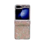 Per Samsung Galaxy Z Flip6 5G Set di tre pezzi Custodia per cellulare con texture a conchiglia perlescente (rosa verde)