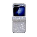 Per Samsung Galaxy Z Flip6 5G Set da tre pezzi Custodia per telefono con texture a conchiglia perlescente (Bianco)