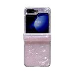 Per Samsung Galaxy Z Flip6 5G Set da tre pezzi Custodia per telefono con texture a conchiglia perlescente (rosa)