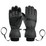 Guanti da sci imbottiti invernali Guanti sportivi caldi antivento da esterno, taglia: S (nero)