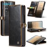 Custodia per telefono in pelle Flip con texture Crazy Horse per Samsung Galaxy Z Fold6 5G CaseMe 003 (caffè)