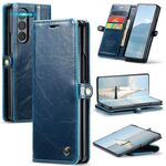 Per Samsung Galaxy Z Fold6 5G CaseMe 003 Custodia per telefono in pelle con texture Crazy Horse (blu verde)