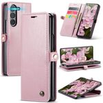 Custodia per telefono in pelle Flip con texture Crazy Horse per Samsung Galaxy Z Fold6 5G CaseMe 003 (rosa)