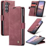 Per Samsung Galaxy Z Fold6 5G CaseMe 013 Custodia per telefono in pelle con vibrazione orizzontale multifunzionale (vino rosso)