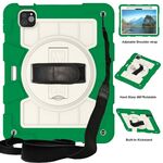 Per iPad Air 11 2024 Custodia tablet antiurto per PC ibrido in silicone con tracolla (verde classico)