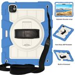 Per iPad Air 11 2024 Custodia tablet antiurto per PC ibrido in silicone con tracolla (blu azzurro)